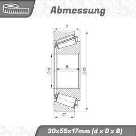 Parts and Parts Tapered Roller Bearing 32006 30 x 55 x 17 mm, Heavy Duty Precision Bearing for Axial & Radial Loads, DIN 720 ISO 355, Durable & Heat Resistant for Industrial & Automotive Applications