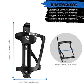 Corki Cycles Bike Water Bottle Holder, Right and Left Slide Entry Bicycle Cup Holder Adjustable Drink Holder Rack for Road & Mountain Bikes