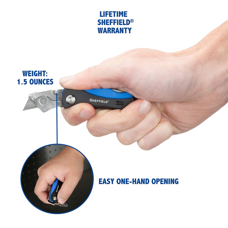Sheffield Mini Box Cutter, Mini Utility Knife Aluminum Handle, Accepts