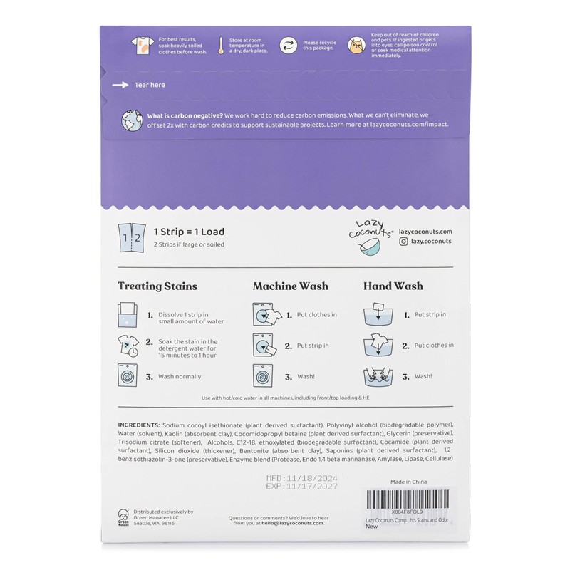 Lazy Coconuts Complete 5 Enzyme Laundry Detergent Strips - Unscented,