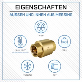 Pangaea Tech Universal Check Valve 1/2 Inch – Stainless Backflow Preventer with Internal Thread on Both Sides – Gravity Brake for Water Pipes – Check Valve Water 1/2 Inch
