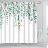 Tropical Plants Fabric Decorative Shower Curtain for Bathroom -120GSM Lightweight