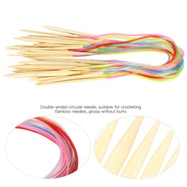 Juego de 18 Agujas de Tejer Circulares, Agujas de Crochet Circulares de Bambú de Doble Punta para Proyectos de Hilo de Tejer(60cm)