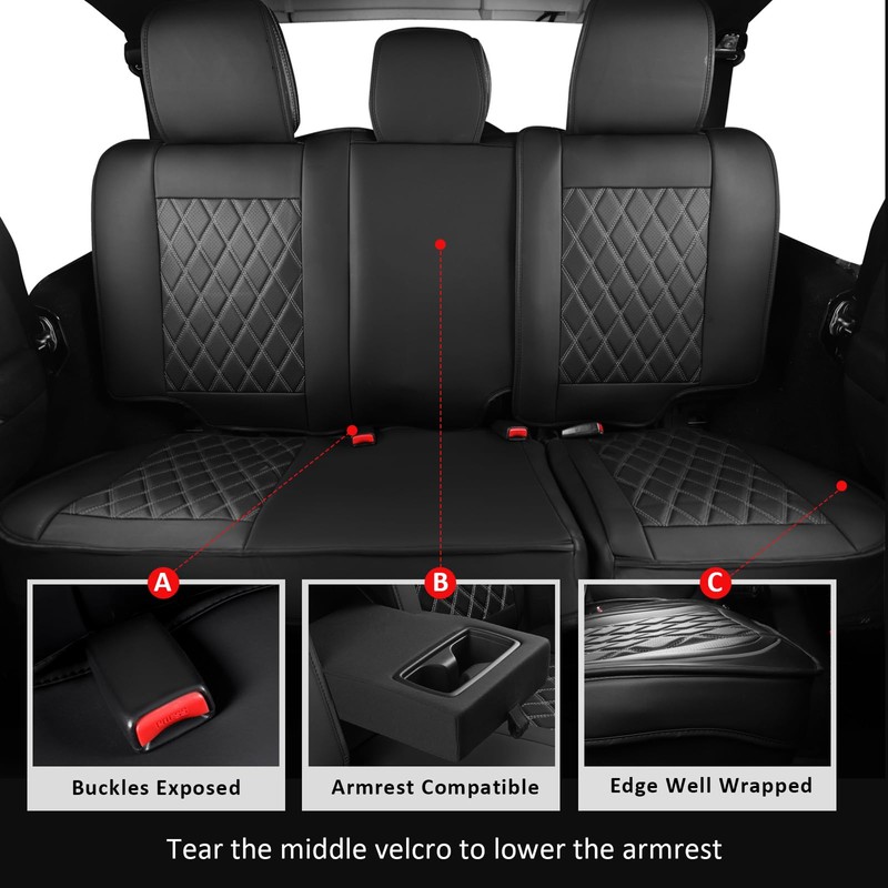 MIROZO Truck Seat Covers Full Set for 2018-2026 Jeep Wrangler
