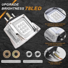 yucenbra 78 LED Pedestal Fender Lights, 2pcs Semi Truck Turn Signal with Flashing Light, Red/Amber Dual Face Marker Light for Peterbilt 579 587 Kenworth W900 Freightliner (Clear Lens)