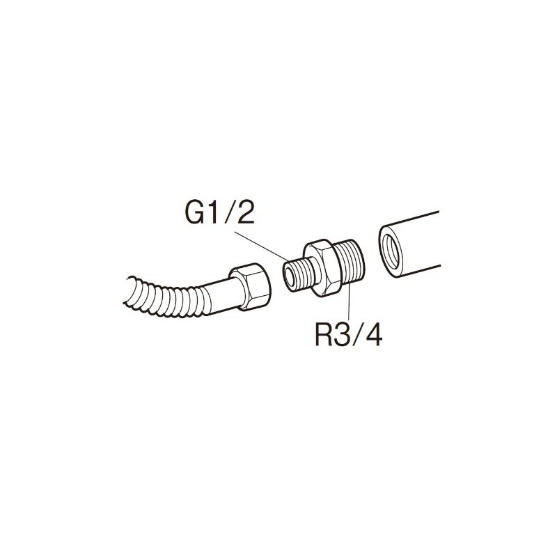 SANEI [Pipe Fitting] Different Diameter Nipple 1.2 x 1.2 x