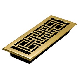Décor Grates Bright Brass Plated Steel Register, 2mm, 4" X 12"