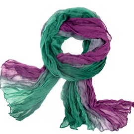 Gloop Women's Scarf Light Long Scarf with Colour Gradient Various Colours, Dark Green/Purple/Grey