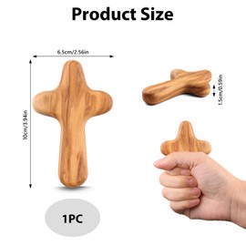 Mini Olive Wood Holding Comfort Cross 10 CM Handcrafted Religious Keepsake with Portable Holding Wooden Pocket Christian Faith Symbol Handheld Design Comfortably Fits in Your Hand for Kids Adults