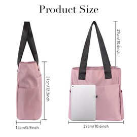 Jiusely Casual Handbags for Women, Tote Bags for Women, Nylon Shoulder Bag Large Pink Handbags Crossbody Bag Multifunctional Tote Bag with Zipper for Travel, Beach, Gym, Work, School