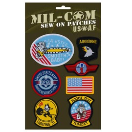 Mil-Com Pack of Airforce Sew on Cloth Badges Military Patches on Card