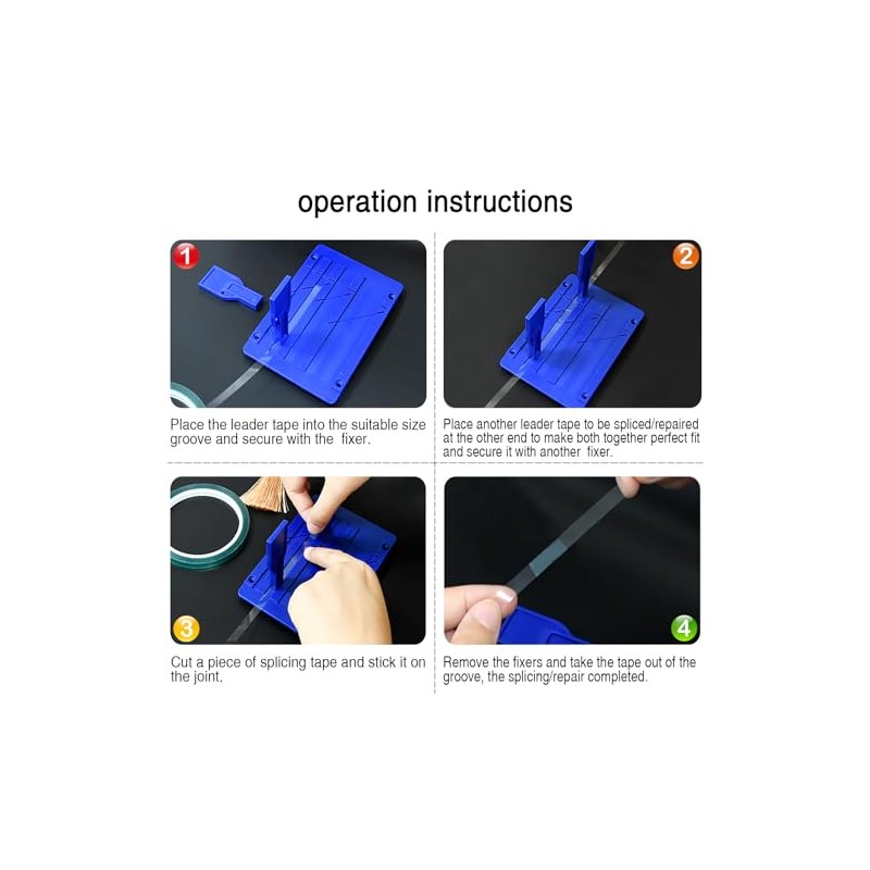 Tape Splicing Set, Blue Splicing Block with 2 Leader Tapes