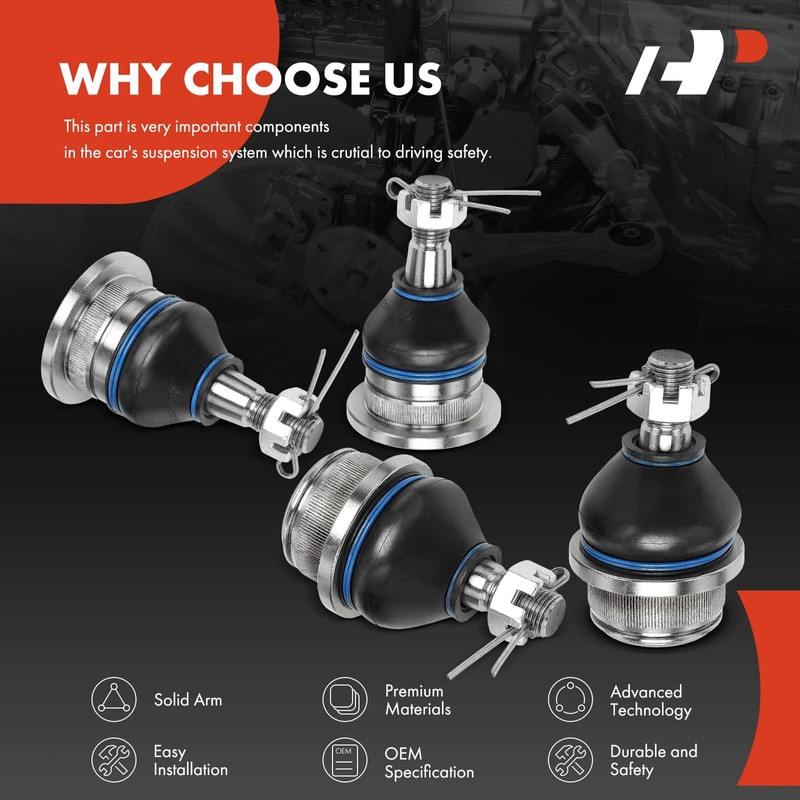 A-Premium Set of 4, Front Upper and Lower Ball Joints