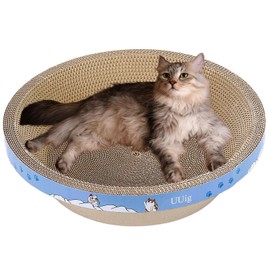 UUig Cat Scratcher, 17.7x17.7 inches Cardboard Cat Scratchers for Indoor Cats, Large Cat Scratching Board, Round Bowl Cat Scratch Pad Bed with Catnip