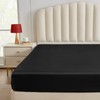 CozyLux Satin Fitted Sheet King Size, Black Silky Satin Bed