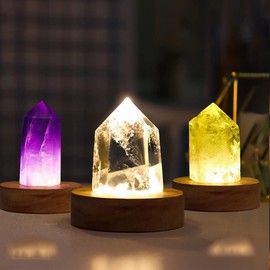 Natural Crystal Stone Night Light Bedroom Decor Sleep Relax USB Plug Nightlight 2 Colors 1 Pcs