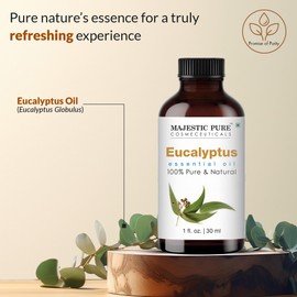 Majestic Pure Eucalyptus Essential Oil - 100% Pure Eucalyptus Oil for Aromatherapy, Massage & Topical Uses, Perfect for Diffuser & Essential Oil Diffuser - 1 Fl Oz