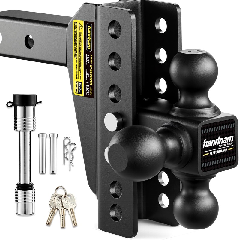 Adjustable Trailer Hitch Ball Mount with 6" Drop/Rise Fits 2"