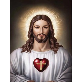 MaiYiYi Jesus Faith Diamond Painting Set, 5D Full Round Drill God Diamond Painting by Numbers, Cross Jesus Diamond Art Kits for Adult Beginners Home Wall Art Decor (30X40 CM)