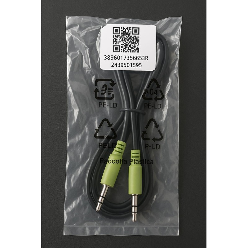 3.5mm Stereo Mini Plug Audio Cable with Green Ends Noise