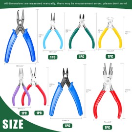 Keadic 8Pcs 4.5” Jewelry Pliers Set Contains Round Nose Pliers, Needle Nose Pliers, Bent Nose Pliers, Wire Cutters, Crimping Pliers, Nylon Pliers, End Nippers, Bail Making Pliers for Jewelry Making
