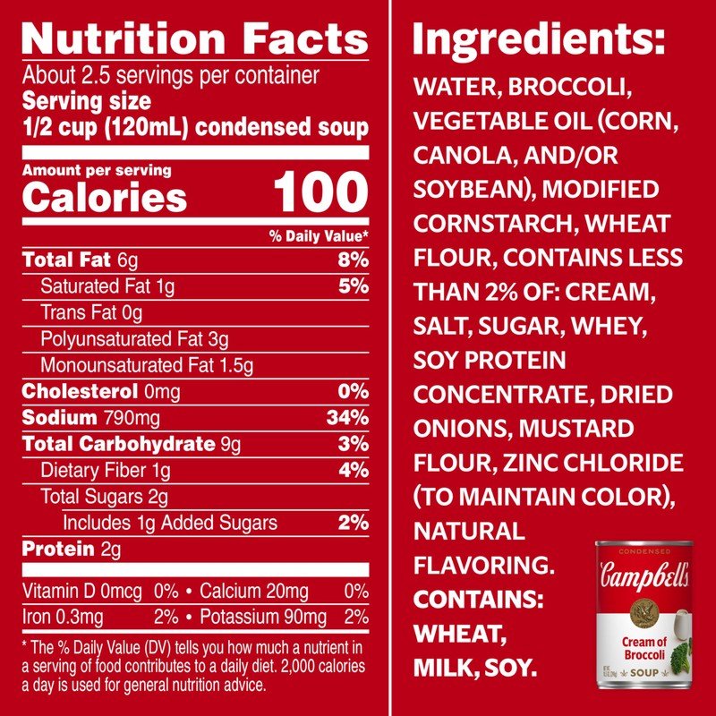 Campbell's Condensed Cream of Broccoli Soup, 10.5 oz Can (12