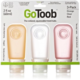humangear GoToob 3-Pack Travel Bottle, Clear/Red/Orange, Medium (2oz)