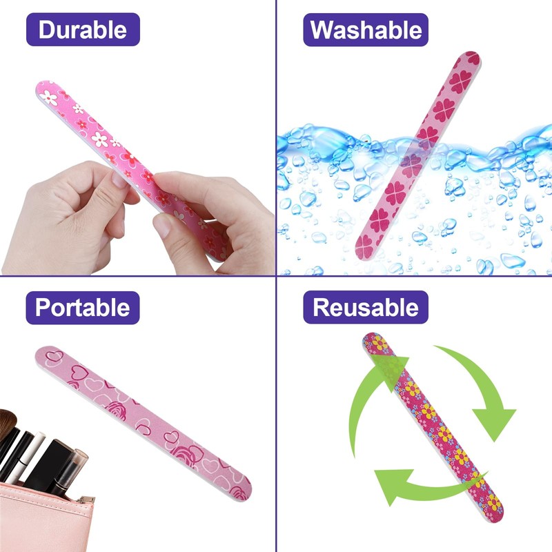 Nail Files (24 Pack), Colorful Emery Board Nail File for
