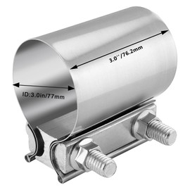 3 Inch Exhaust Clamp Butt Joint Band Clamp Muffler Clamp Sleeve Coupler Stainless Steel 2pcs for Muffler Exhaust Pipe Elbow and Exhaust Tubing Connection