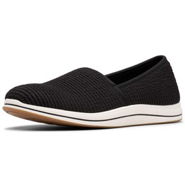 Clarks Women's Cloudstepper Breeze Stretch Slip On Loafer, Black, 9 M US