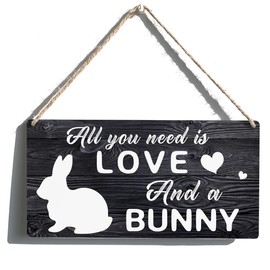 Easter decoration Bunny Sign Gift Farmhouse All You Need Is Love and a Bunny Wooden Hanging Sign Rustic Wall Art Home Decoration 12 x 6 "