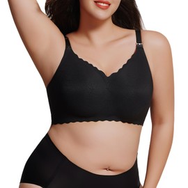 HIHOSSI Seamless Maternity Nursing Bra - Ultra-Comfortable Wireless, Adjustable Wide Straps & 3D Lift, Breathable Fabric for Nursing Sleep Bra Black