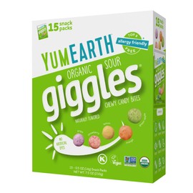 YumEarth Organic Sour Giggles Chewy Candy – Allergy Friendly, No Artificial Dyes, Non GMO, Gluten Free, Sour Fruit Flavored, Vegan Candy Snacks 0.5 ounce (Box of 15)​
