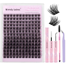 Lash Clusters Kit Natural Eyelashes Individual 3D Soft Cluster Lashes c9 10-18mm Mixed Russian DIY Lash Extension Kit with Lash Bond and Seal(FK/KIT-c9-3D-Mix1018)