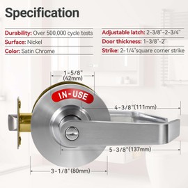 Commercial Grade Privacy Indicator Lever Lock - Satin Chrome Occupied Door Lock, Bathroom Door Handle in-Used or Vacant, Bathroom Lock for Public Restrooms Including Office, Hospitals, Gym, Warehouse