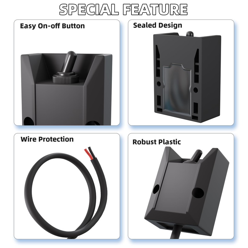 RVMARINEPAT Wired Toggle Switch 12V 30A Heavy Duty Waterproof Toggle