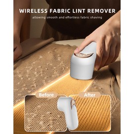 Fabric Shaver Lint Remover for Clothes, LED Display, 6-Leaf Blades, Rechargeable Sweater Defuzzer for Wool Cashmere Blanket Curtain Couch
