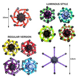 EDLMKM 8pcs Transformable Fidget Spinner Toy, Tip Spin Top, Fidget Toy, Transformer Chain Robot, Funny DIY Fingertip Spin Top Toys for Kids Adults, All Ages