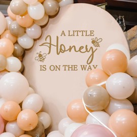 Ramciyo A Little Honey is on The Way Baby Shower Party Decal Sign, Bee Baby Shower Sign Vinyl Decal, Honey Bee Themed Gender Reveal Girl or Boy Baby Shower Decal Sign, Baby Shower Balloon Arch Decal