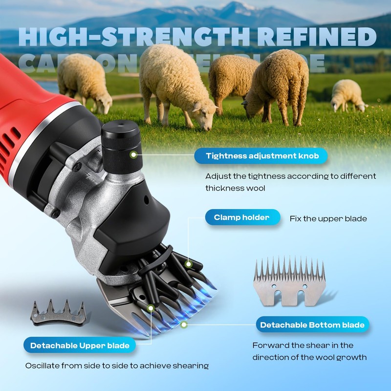 Luzrise Sheep Shear Electric 1000W 3700RPM for Goat, Cattle, Alpaca