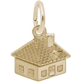 Rembrandt Detailed House Charm - Metal - Gold-Plated Sterling Silver