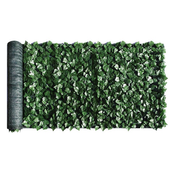 ColourTree 3' x 14' Artificial Hedges Faux Ivy Leaves Fence Privacy Screen Cover Panels  Decorative Trellis - Mesh Backing - 3 Years Warranty