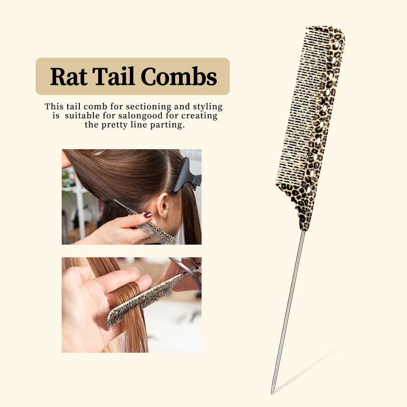4pcs/Set Leopard Print Professional Hair Styling Comb - Durable ABS