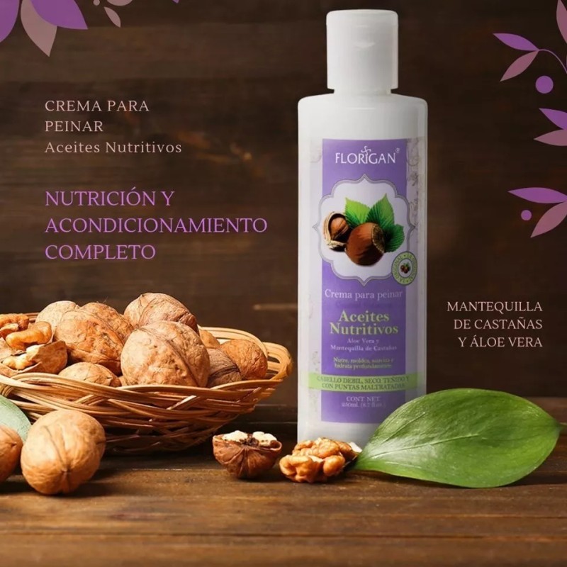Florigan Crema Peinar Aceites De Castañas Y Áloe Vera 250ml.