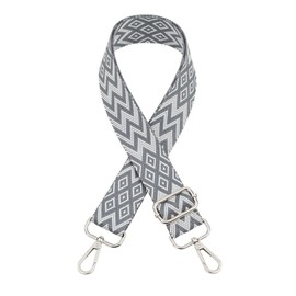 Whakano Adjustable Shoulder Strap for Bags Women and Men, 3.8 cm Wide Bag Strap, Adjustable Length 80-130 cm Shoulder Strap, Replacement Bag Strap, for Bag, Silver Buckle, Grey
