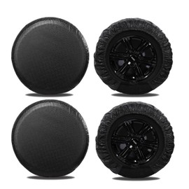 MOONET Tire Covers for RV Wheel (4 Pack Black), Oxford Waterproof UV Sun Protectors for Motorhome Boat Trailer Camper Van SUV, D81cm x H28cm for Diameter 30"-32"