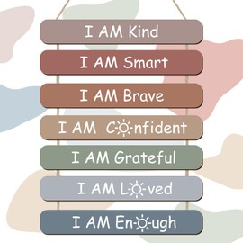 Gerrii Positive Affirmations Wall Decor Wooden Inspirational Wall Art Mental Awareness Motivational Hanging Art Positive Self Love Quotes Decor for Nursery Office Bedroom(Classic)