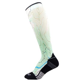 Zensah Limited Edition Running Compression Socks - Anti-Blister, Comfortable, Moisture Wicking, Knee High Sport Socks (Topography, Large (Men's 10-12.5, Women's 11.5-14))