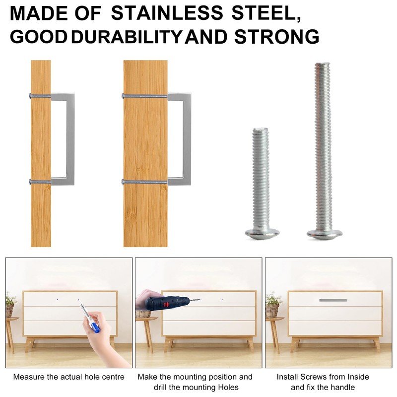 Redunest Cabinet Pulls Brushed Nickel Cabinet Handles Square Drawer Pulls,