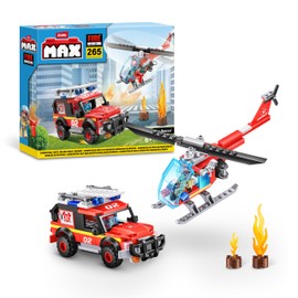 MAX Adventure Fire Rescue Playset (245 pieces) Building Bricks Toys For Kids 5+ Create Vehicles and More Unbox Discover, Major Brand Compatible